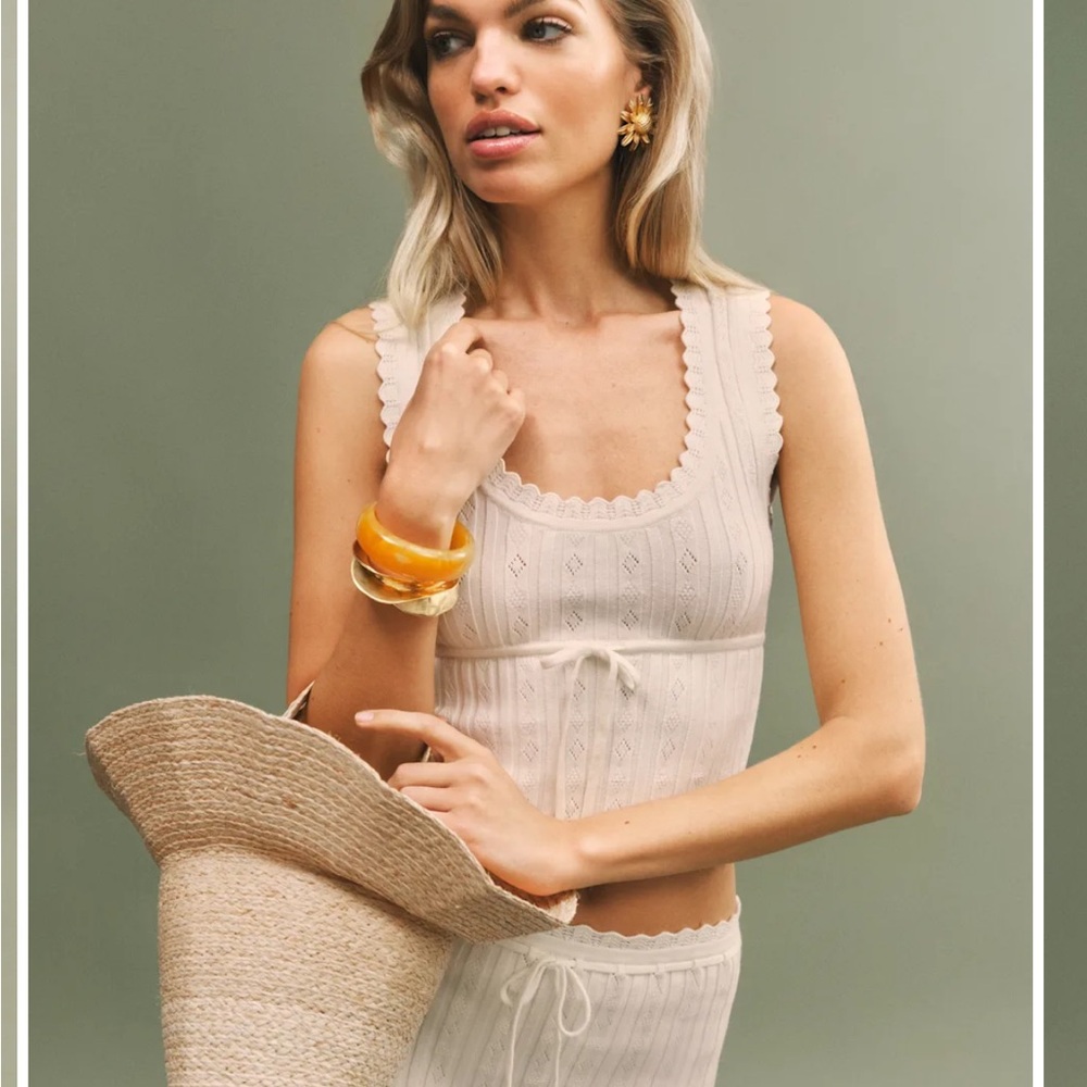 NWT REFORMATION Erin Cotton Sweater Set, Fior di Latte, size S - Picture 4 of 10